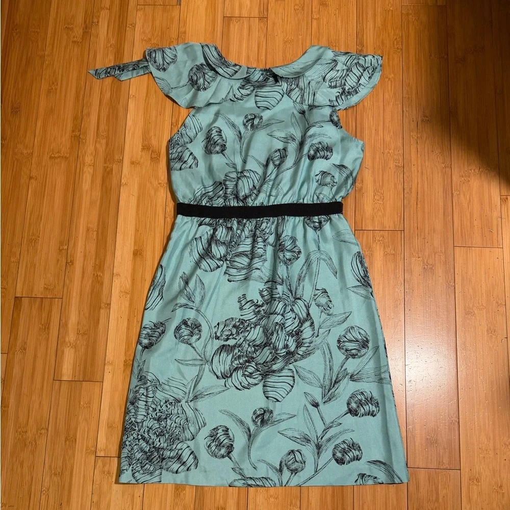 Anthropologie Leifsdottir Iskaldur Blue Floral Silk Dress Size 6 - Picture 3 of 14